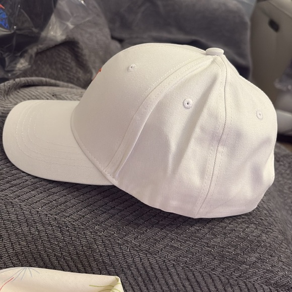 White Men's Cap with Orange Logo - Picture 5 of 5